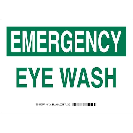 Brady Emergency, Eye Wash, 10" W x 7" H, Rectangle, Polyester, 83726 83726